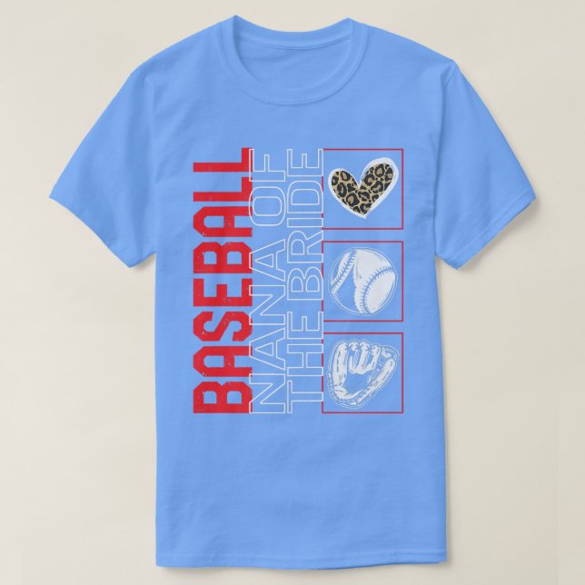 Camiseta Baseball Nana Of The Bride Game Day Leopard Heart  (Frente do Design)