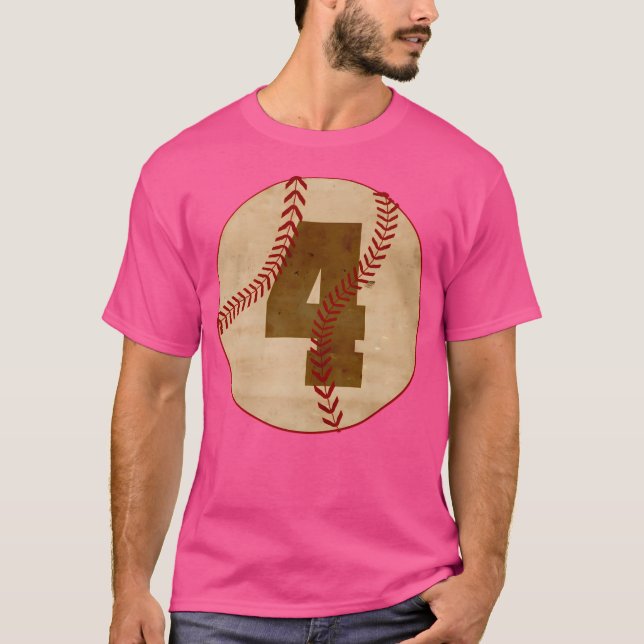 Camiseta Baseball Número 4 Vintage (Frente)