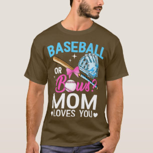 Camiseta Baseball Or Bows Mom Loves You Gender Reveal Pink 