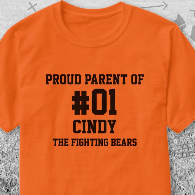 Camiseta Baseball Orange Black Team (Orange and Black Baseball Proud Parent of T-Shirt. Celebrate your high school or college athlete.)