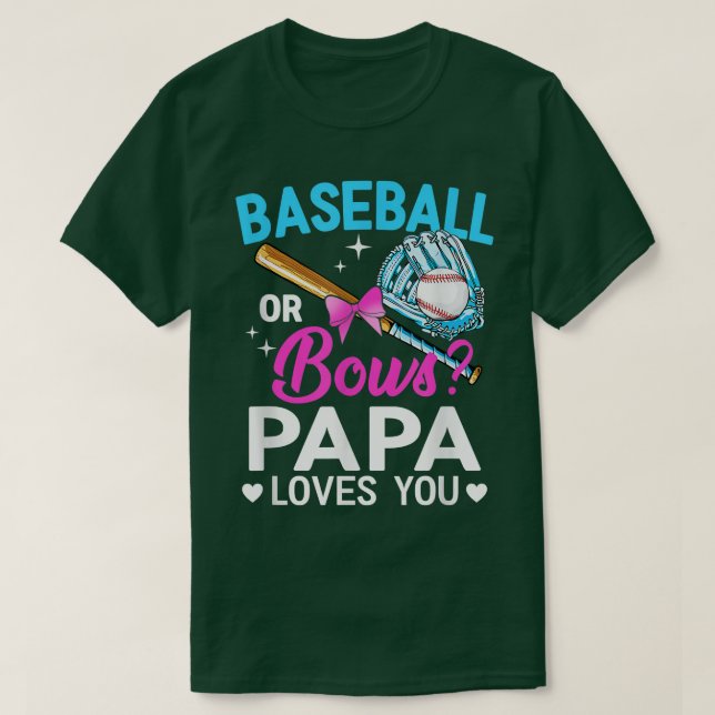 Camiseta Baseball Ou Arcos Que Papá Te Ama A Revelação De G (Frente do Design)