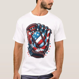 Camiseta Baseball Patriótico 4 de Julho Bandeira Americana
