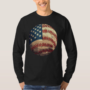 Camiseta Baseball Patriótico 4 de Julho EUA Bandeira Americ