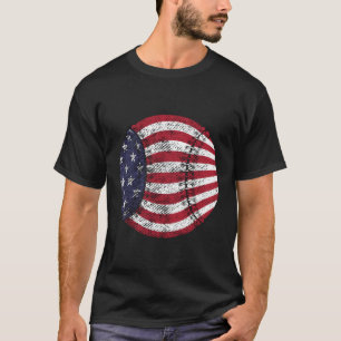 Camiseta Baseball Patriótico Americano Flag Baseball