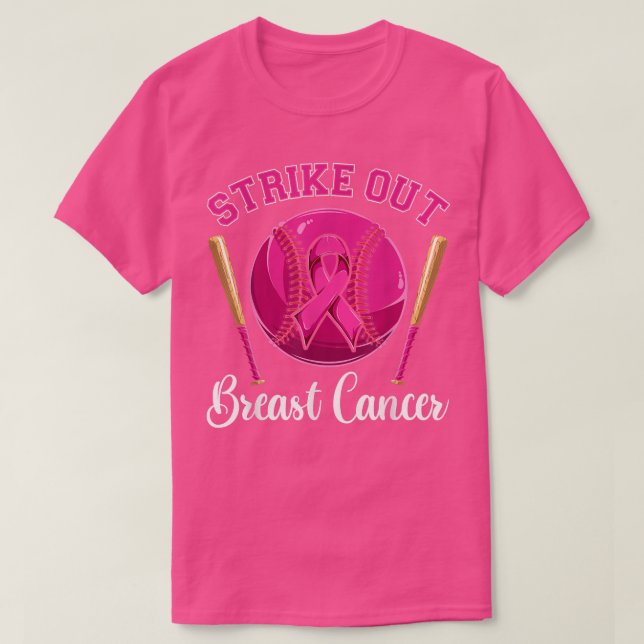 Camiseta Baseball Pink Ribbon  Men Boys, Strikeout Breast C (Frente do Design)