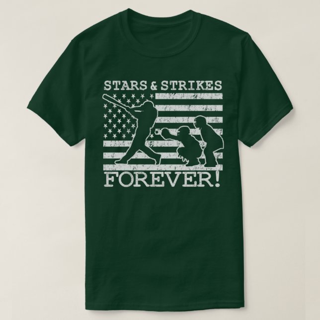 Camiseta Baseball Pitcher Stars e Strikes American Flag G (Frente do Design)