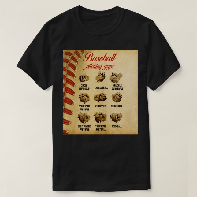 Camiseta Baseball Pitching Gripes (Frente do Design)