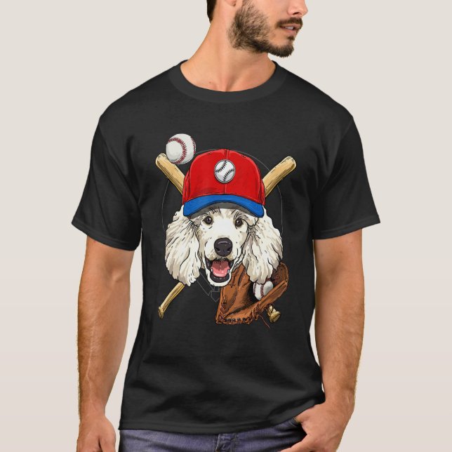 Camiseta Baseball Player Coaches Poodle Dog  Catcher Pitche (Frente)
