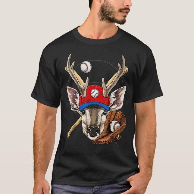 Camiseta Baseball Player Deer Pitcher Catcher Baseball Coac (Frente)