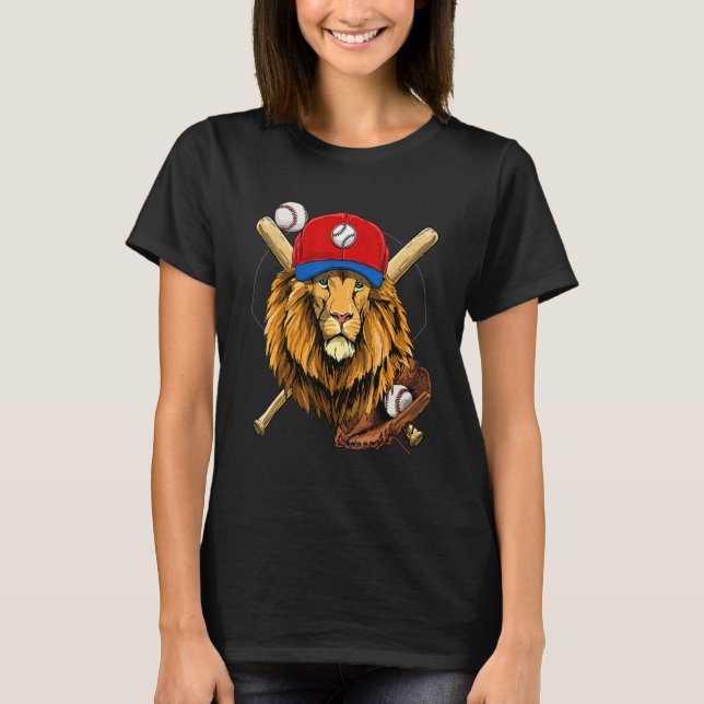 Camiseta Baseball Player Lion  Pitcher Catcher Baseball Coa (Frente)