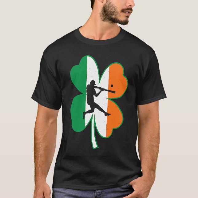 Camiseta Baseball Player Lucky Shamrock Ireland Flag St Pat (Frente)