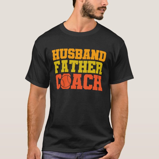 Camiseta Baseball quote Husband father coach (Frente)