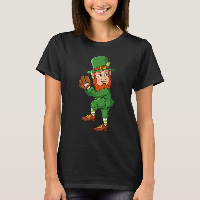Camiseta Baseball Saint Patricks Day Leprechaun Pitcher Boy (Frente)
