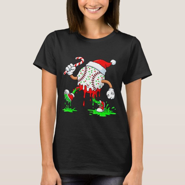 Camiseta Baseball Santa Hat Christmas Ice Cream Drip Candy  (Frente)