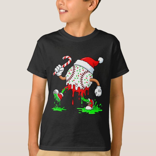 Camiseta Baseball Santa Hat Christmas Ice Cream Drip Candy  (Frente)