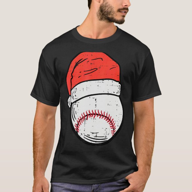 Camiseta Baseball Santa Hat Sports Christmas Xmas Boys Men (Frente)