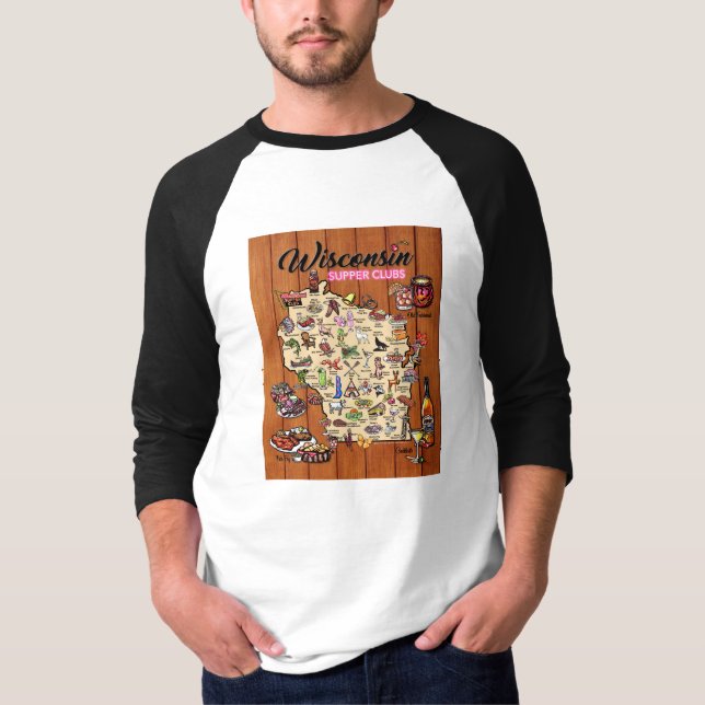Camiseta Baseball Shirt - Mapa do Clube de Adequação de Wis (Frente)