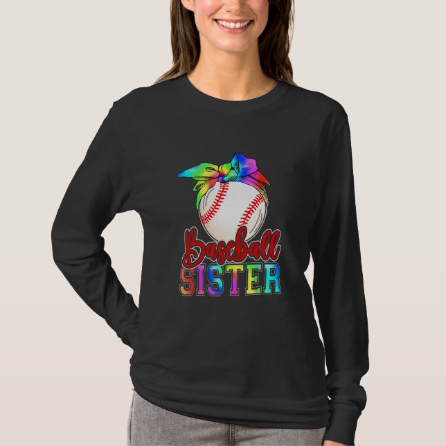 Camiseta Baseball Sister Leopard Heart Mothers Day Girls Wo (Frente)