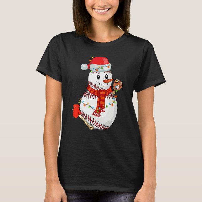 Camiseta Baseball Snowman Christmas Game Day  For Baseball (Frente)