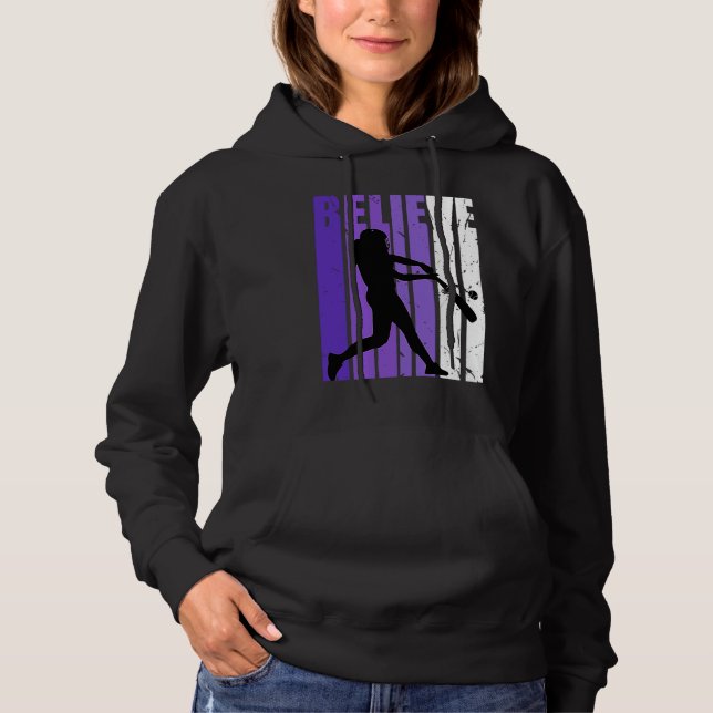 Camiseta Baseball Softball Believe Silhouette Colorful Purp (Frente)