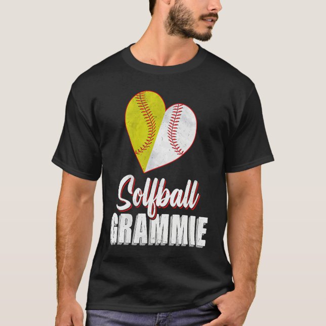 Camiseta Baseball Softball Grammie Heart Ball Mothers Day S (Frente)
