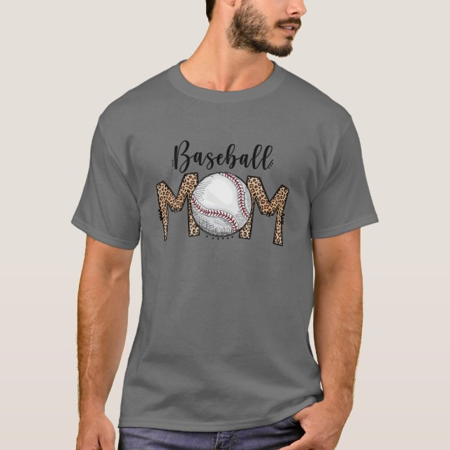 Camiseta Baseball Softball Mãe Dia de as mães Leopard Tee 2 (Frente)