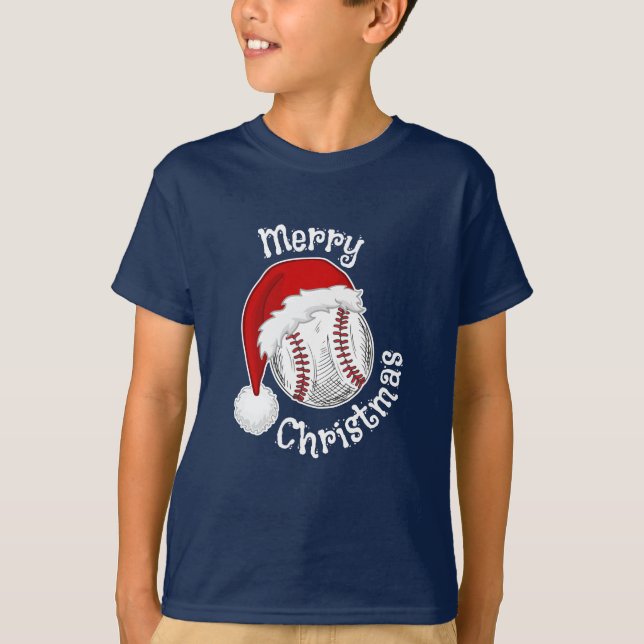 Camiseta Baseball Sport fãs Santa hat Natal Xmas (Frente)