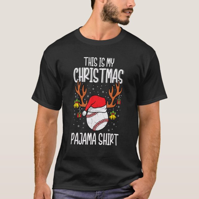 Camiseta Baseball  Sport Xmas This Is My Christmas Pajama (Frente)