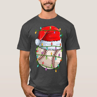 Camiseta Baseball Sports Lover Papais noeis Luzes de Natal 