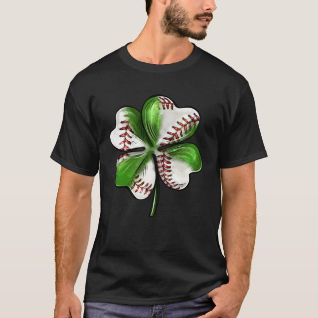 Camiseta Baseball St Patrick s Day Four Leaf C Irish Men Bo (Frente)