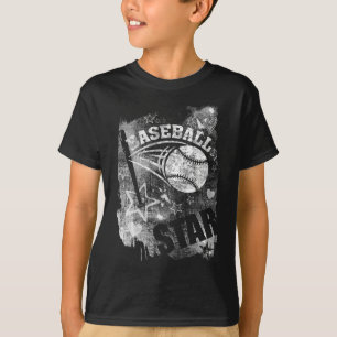 Camiseta Baseball Star, Black Grunge Baseball