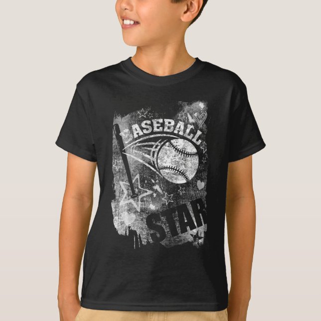 Camiseta Baseball Star, Black Grunge Baseball (Frente)