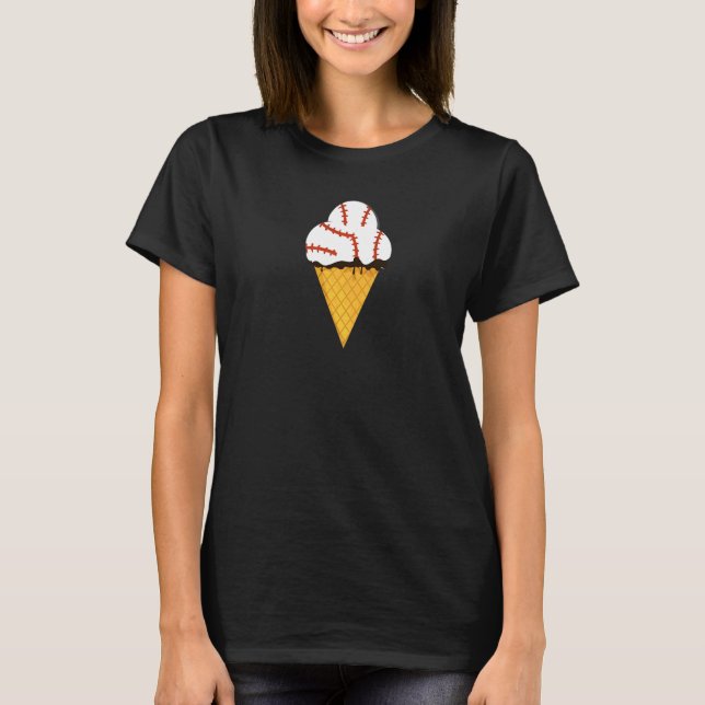 Camiseta Baseball Triple Scoop Ice Cream Cone (Frente)