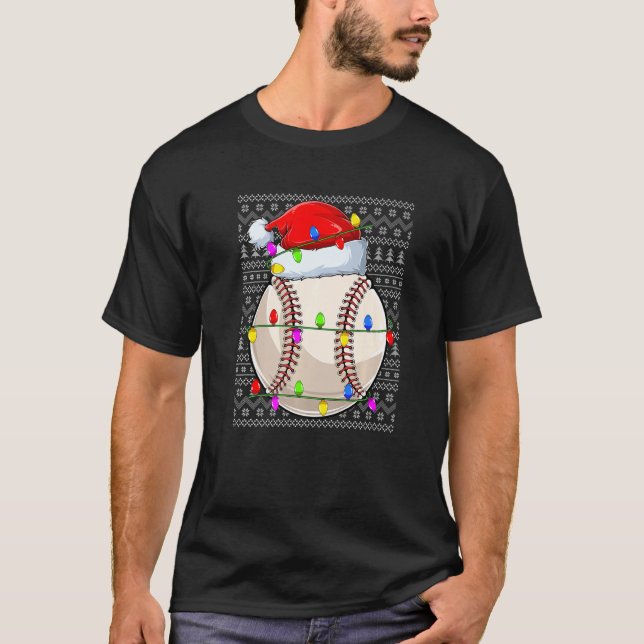 Camiseta Baseball Ugly Sweater Christmas Pajama Lights Spor (Frente)