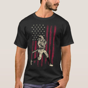 Camiseta Baseball Vintage American Flag 4 De Julho Tee Gif