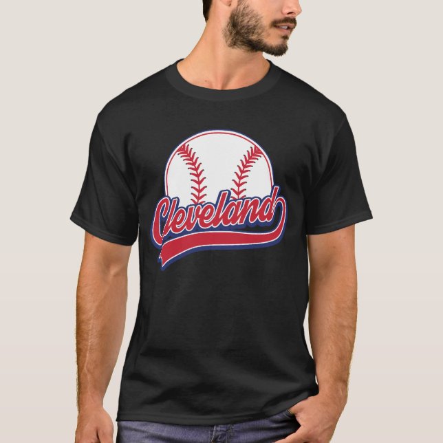 Camiseta Baseball Vintage Cleveland Cityscape (Frente)