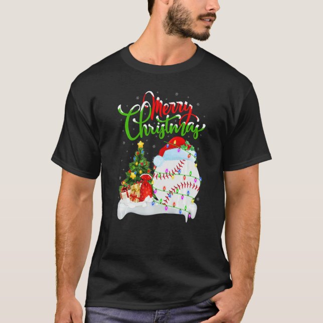 Camiseta Baseball  Xmas Decorations Santa Baseball Christma (Frente)