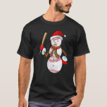 Camiseta Baseball Xmas Papais noeis Snowman Baseball Natal<br><div class="desc">Papais noeis de baseball Xmas Snowman no Natal.</div>