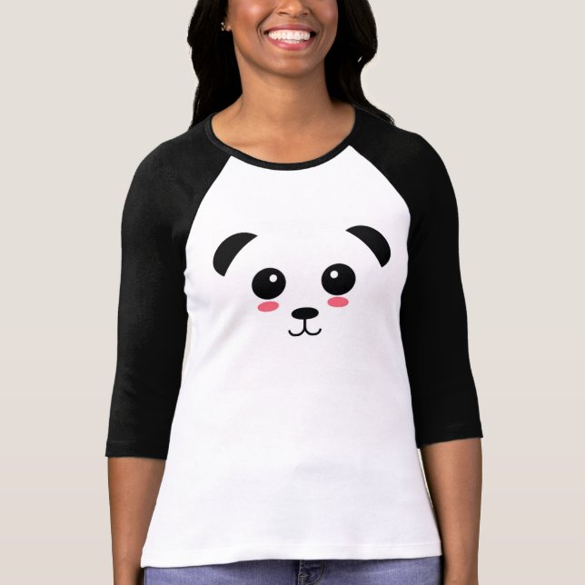 Camiseta Basebol bonito T da panda (Frente)
