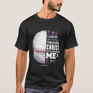 Camiseta Basebol Cristão Posso Fazer Todas as Coisas Atravé