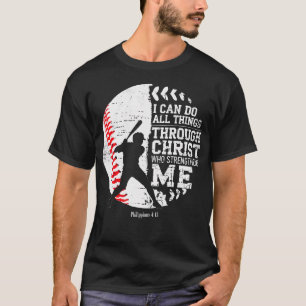Camiseta Basebol Cristão Posso Fazer Todas as Coisas Religi
