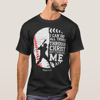 Camiseta Basebol Cristão Posso Fazer Todas as Coisas Religi