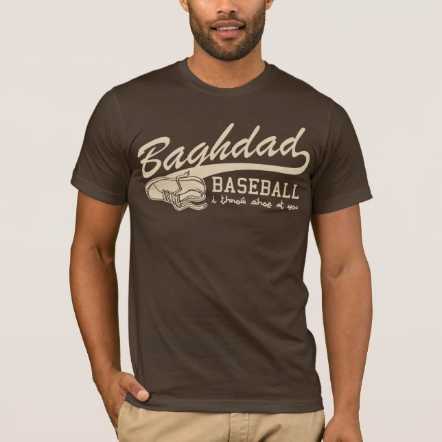 Camiseta basebol de Bagdade - eu jogo calçados em você (Frente)