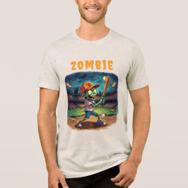 Camiseta Basebol de Halloween, Zumbi,Cérebros Sobre as Base