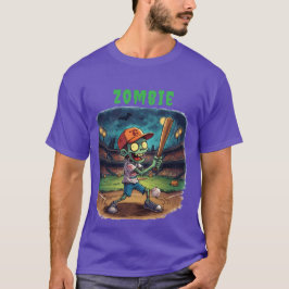 Camiseta Basebol de Halloween, Zumbi,Cérebros Sobre as Base