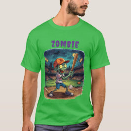 Camiseta Basebol de Halloween, Zumbi,Cérebros Sobre as Base