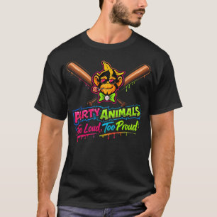 Camiseta Basebol dos Animais de Festa