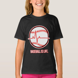 Camiseta Basebol é o Gráfico de Batimento Cardíaco Pulso da