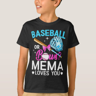 Camiseta Basebol ou laços mema ama revelação de gênero meni