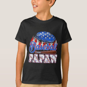 Camiseta Basebol Papaw Bandeira EUA Dia dos Pais Dia de Jog
